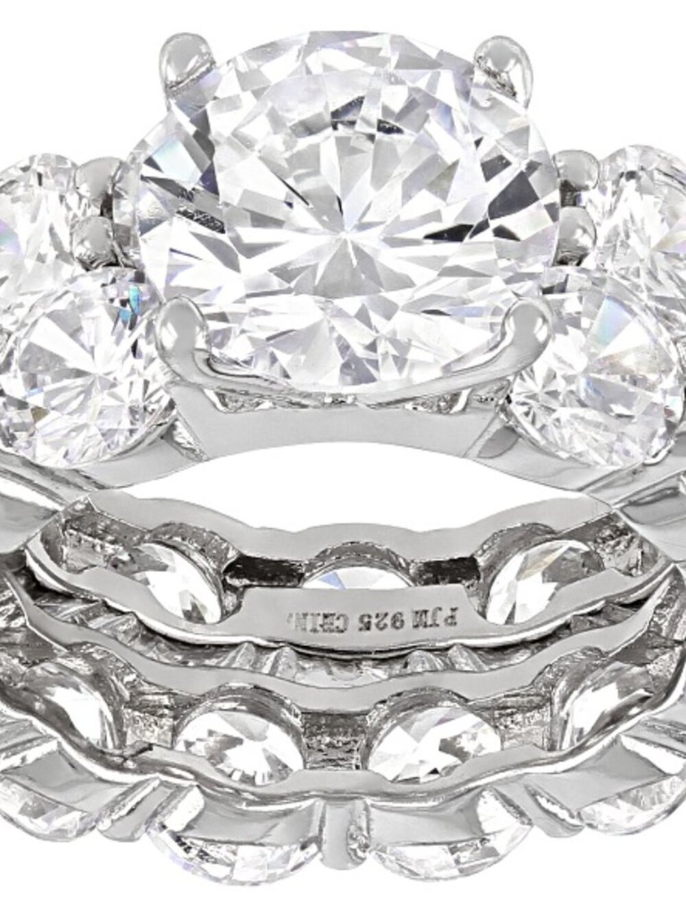 White Cubic Zirconia Rhodium Over Sterling Silver Ring With Band 28.25ctw. Sz.10